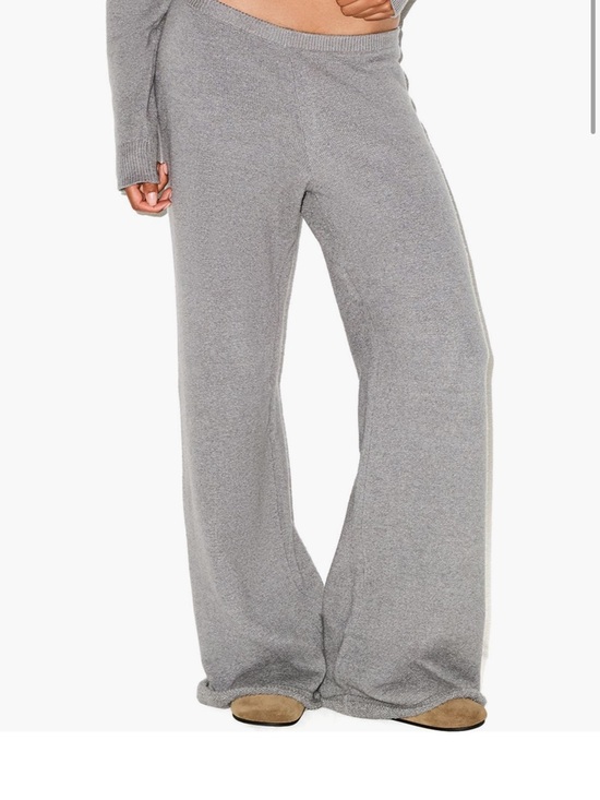 SKIMS Pants - SKIMS Gray Wide-Leg Knit Track Pants
